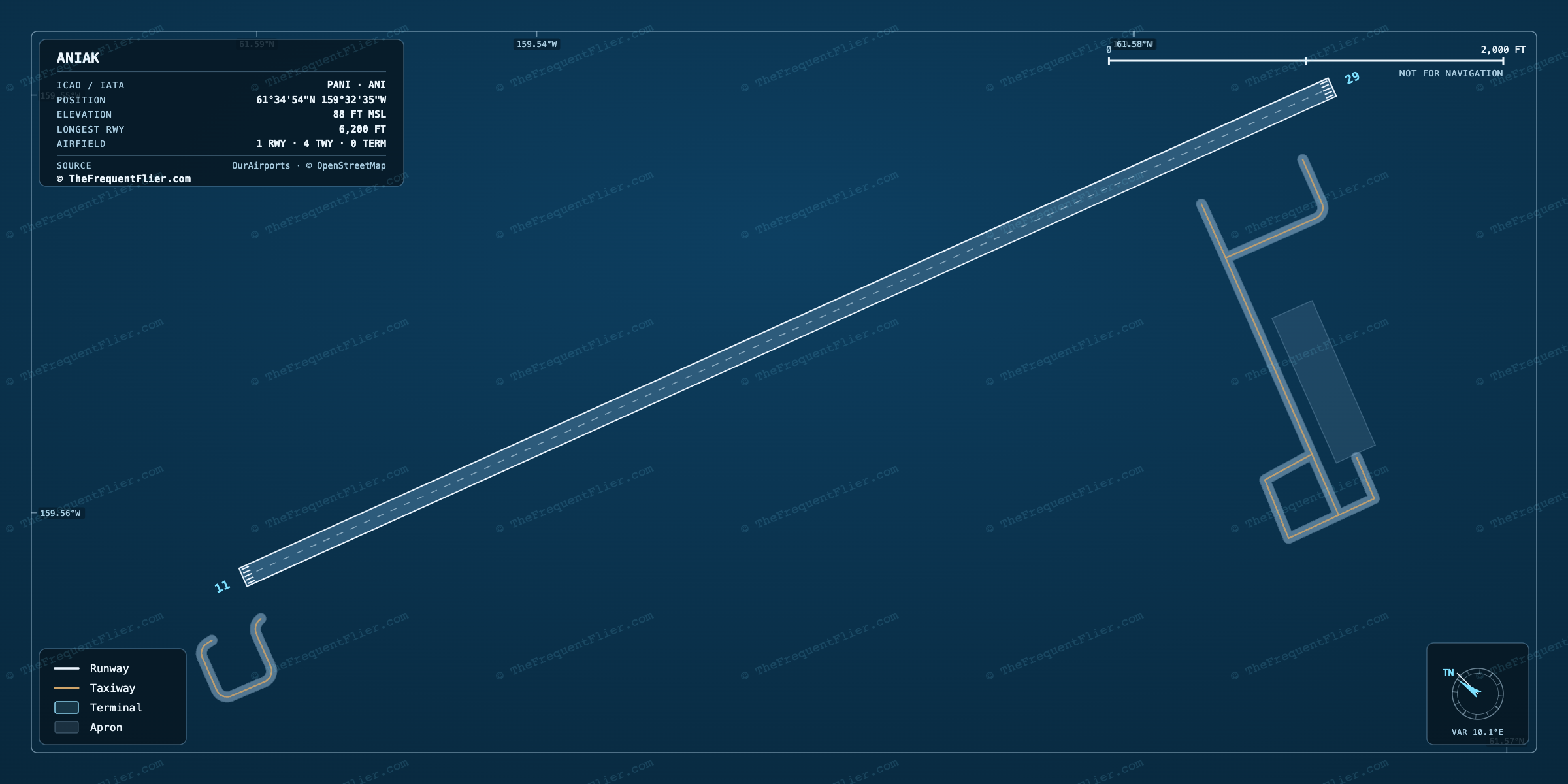 Aniak (ANI) airport diagram — runway and taxiway layout, drawn to scale